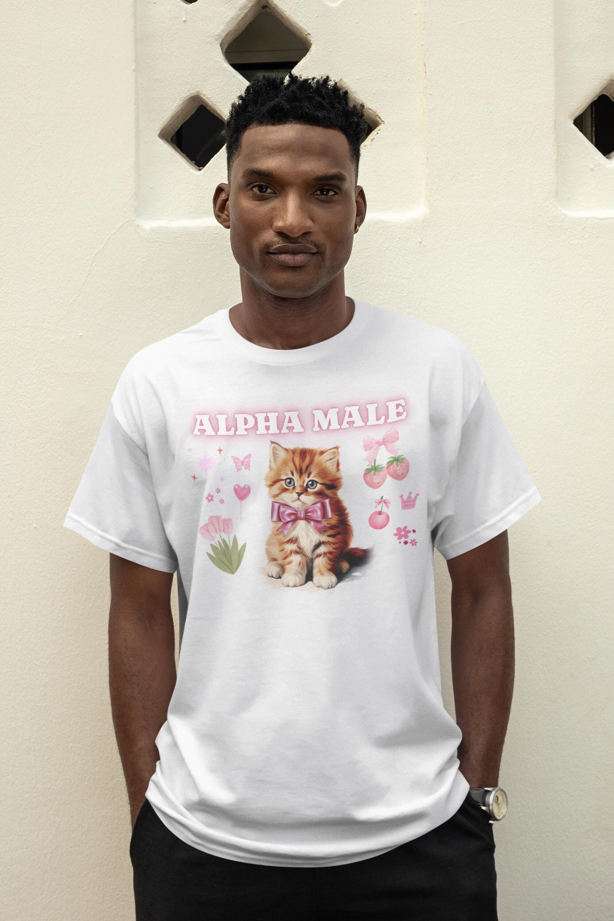 Alpha Male Funny Coquette Kitten Shirt, Unhinged Boyfriend Husband Funny Gift, Girly Coquette Cat Shirt, Pun Humor Gag Joke Absurd LGBTQ