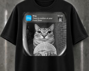 There Is Motion at Your Front Door T Shirt, Doorbell Camera Cat Meme Tee