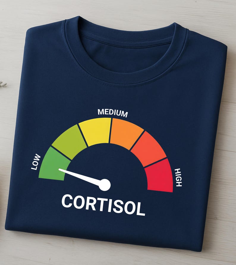 Maglietta divertente con meme sul basso livello di cortisolo, maglietta rilassata e disinvolta, maglietta esilarante senza stress, maglietta umoristica sulla cura di sé e sulla salute mentale immagine 5