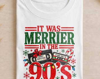 It Was Merrier in the 90s Shirt, Retro Christmas Graphic Tee