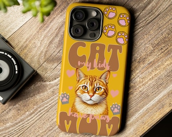 Personalized Name Cat Phone Case for Apple iPhone 15 14 13 12 11 Pro Max Plus, Shockproof Custom Cat Face TPU Phone Case, Cat Mom Phone Case