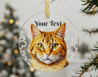 Personalized Cat Christmas Ornament, Custom Cat Name Ornament, Cute Cat Face Ornament, Cat Lover Gift, Cat Mom Dad Gift, Housewarming Gift