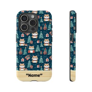 Custom Name Phone Case for Apple iPhone 15 14 13 12 11 Pro Max Plus, Cat Lover Christmas Phone Case, Xmas Cat iPhone Case, Cat Lover Gift