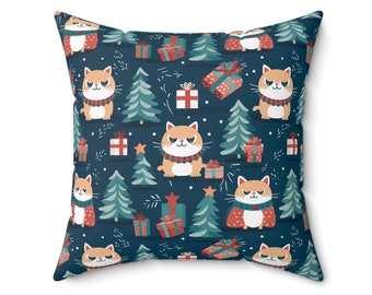 Cuscino da tiro per gatti di Natale, cuscino da tiro per gatti carini, cuscino per amanti dei gatti, cuscino per mamma gatto, federa per cuscini per amanti degli animali domestici, cuscino per decorazioni per gatti di Natale del divano