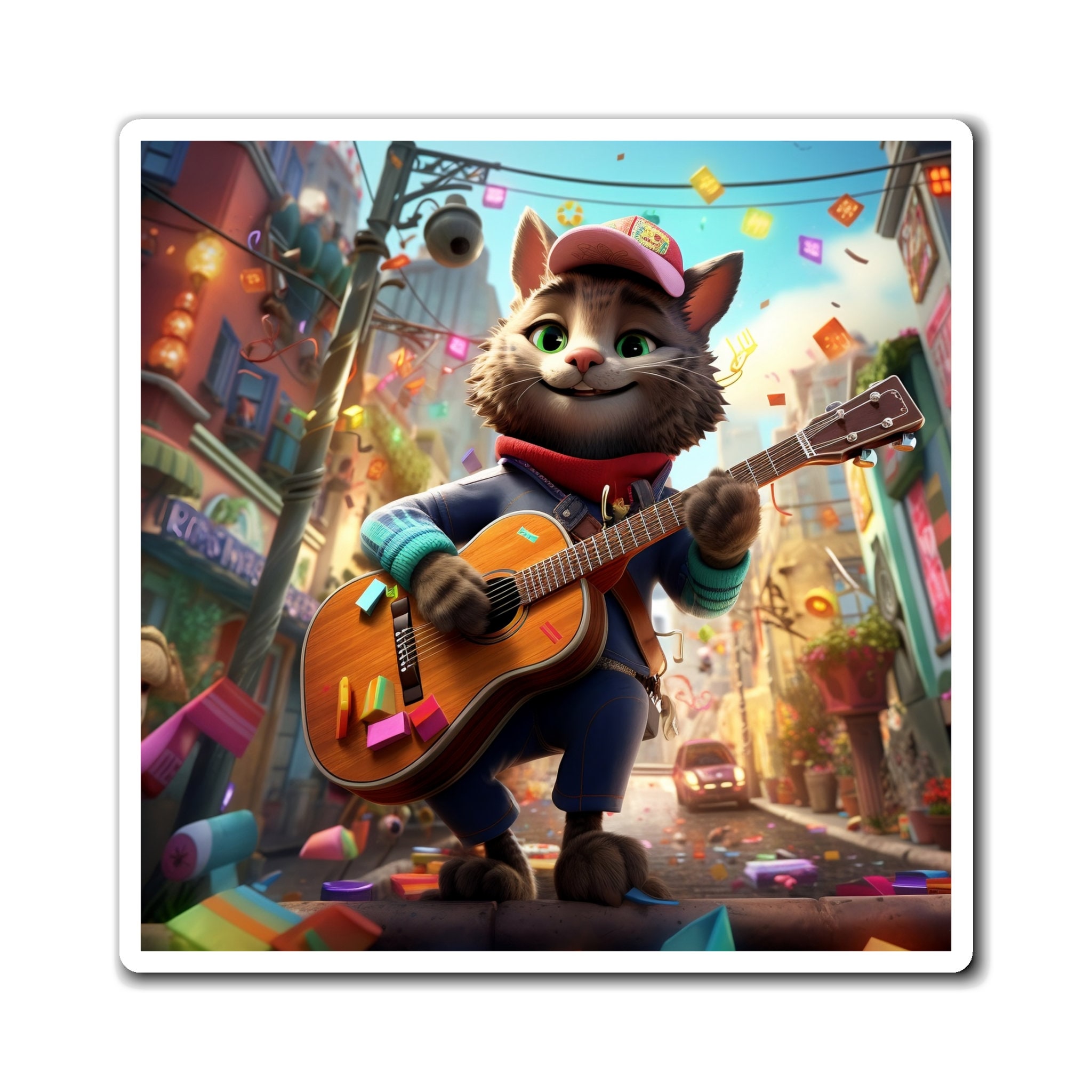 Fridge Magnet Culture Guitar Cat Hispanic Heritage Month Gift for Cat Parents Lovers Owners Home Kitchen Decor Whiteboard Dishwasher Magnets