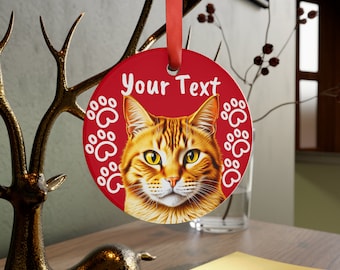 Personalized Cat Christmas Ornament, Custom Cat Name Ornament, Cute Cat Face Ornamenet, Cat Lover Gift, Cat Mom Dad Gift, Housewarming Gift