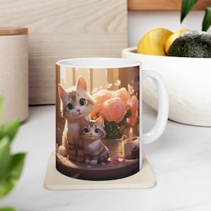 Personalized Mother's Day Cat Coffee Mug 11oz 15oz, Custom Cat Name Mug, Cute Cat Travel Mug, Cat Tea Cup, Cat Mom Lover Housewarming Gift