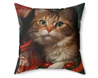 Cuscino da tiro per gatti di Natale, Cuscino per gatti di Natale, Cuscino per amanti dei gatti, Cuscino per amanti degli animali domestici, Federa per cuscini per mamma gatto, Cuscino per gatti con decorazioni natalizie