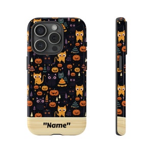 Personalized Phone Case for iPhone 15 14 13 12 11 Pro Max Plus, Cat Lover Halloween iPhone Case, Black Cat iPhone Case, Cat Lover Mom Gift