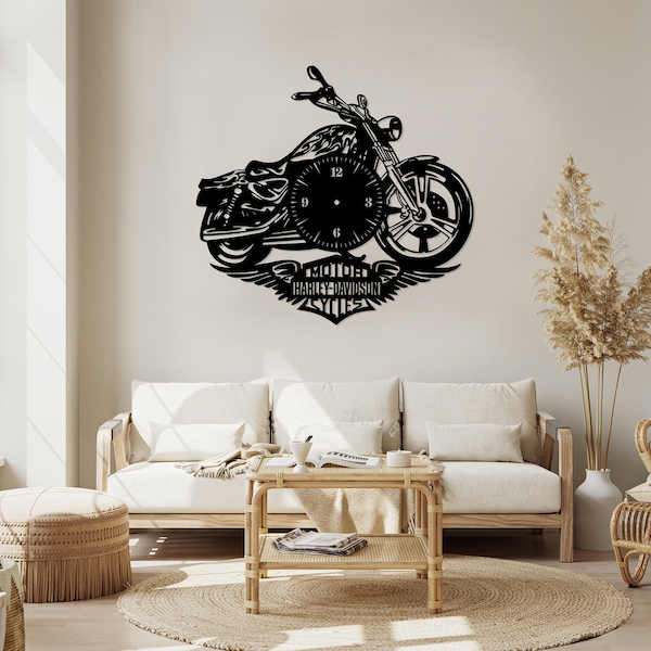 Harley Davidson Clock - Silhouette Version - Designed For CNC Machines - Plasma, Laser, Water Jet - DXF and SVG files Toolpath Tested