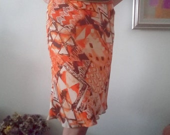 Vintage Escada Silk Skirt Orange Elegant Size 40