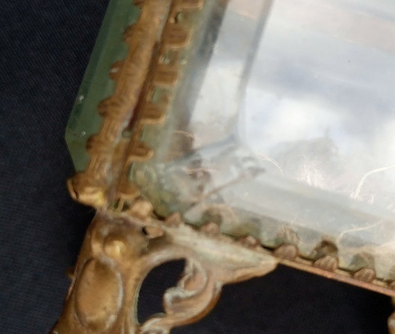 Antique  Eglomise Jewelry Casket Ormolu Crystal B… - image 6