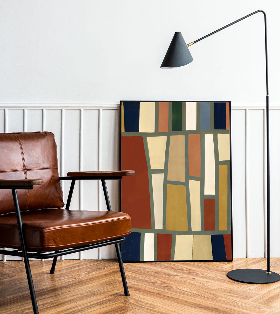 Earthy Geometric Color Block - Mid Century Modern Abstract Art Print ...