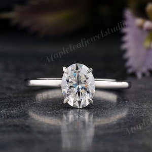 Vintage Hidden Halo 3 CT Oval Cut Moissanite Engagement Ring / Diamond Wedding Ring / Colorless Moissanite Ring / Anniversary Ring for Gift