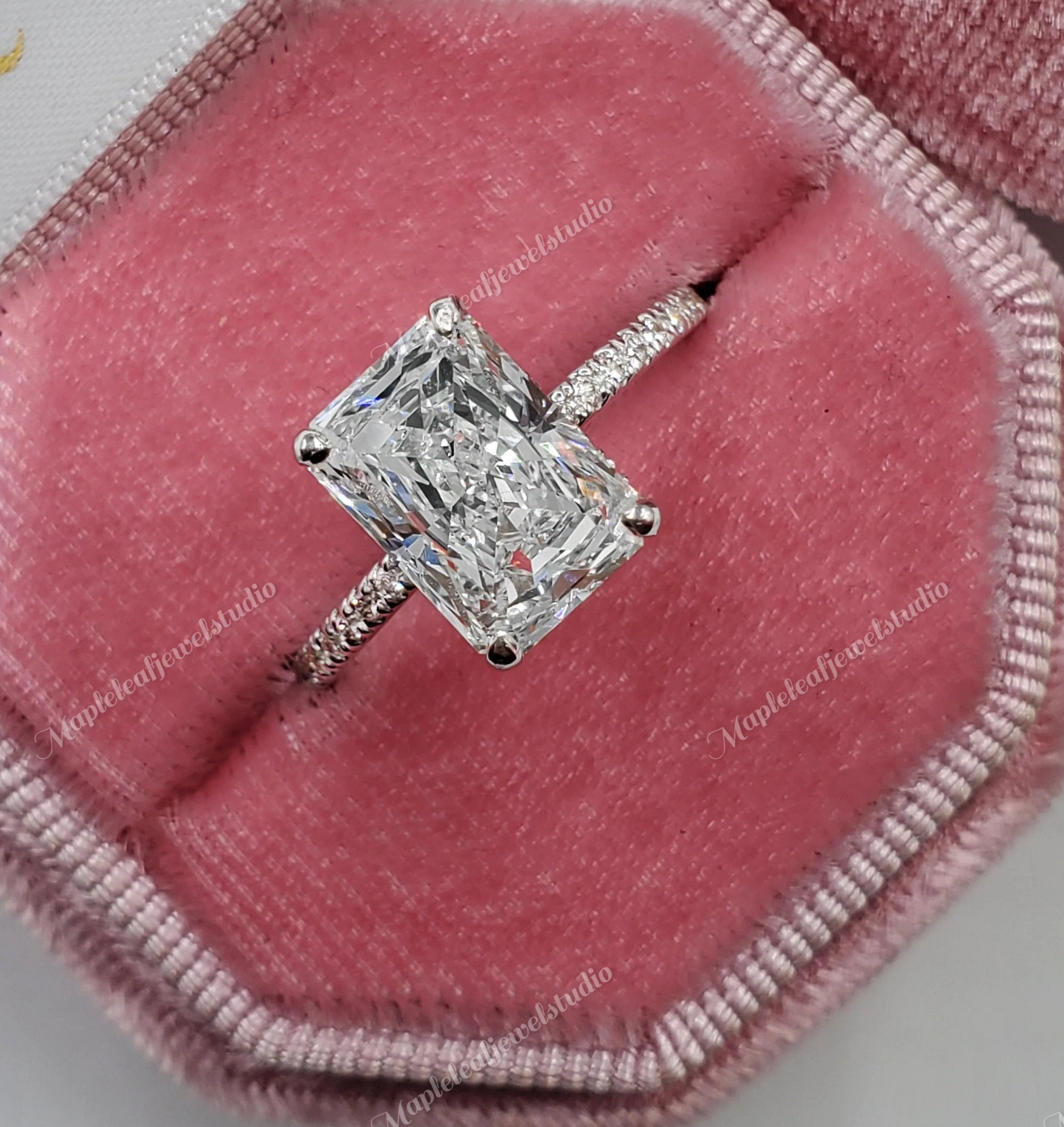 4 Carat Radiant Cut Engagement Ring Elongated Radiant Cut Engagement ...