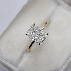 14K Yellow Gold Radiant Cut Engagement Ring Radiant Cut Solitaire Ring Radiant Cut Moissanite Ring Women'S Engagement Rings