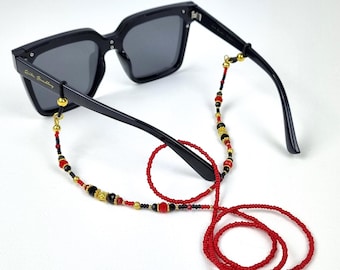 Rote handgemachte Brillenketten, Brillenband mit Perlen, rotes Brillenband, Brillenhalter, Geschenk für Frau, Geschenk für Mama