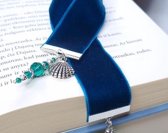 Handgemaakte fluwelen bladwijzer, bladwijzer lint, fluwelen bladwijzer met hanger, mode bladwijzer lint, leesaccessoires, cadeau voor een lezer
