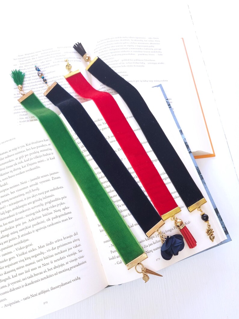 Handmade bookmarks on books