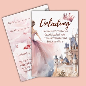 Set de cumpleaños de princesa con 10 postales (a 2 caras, sin sobres)