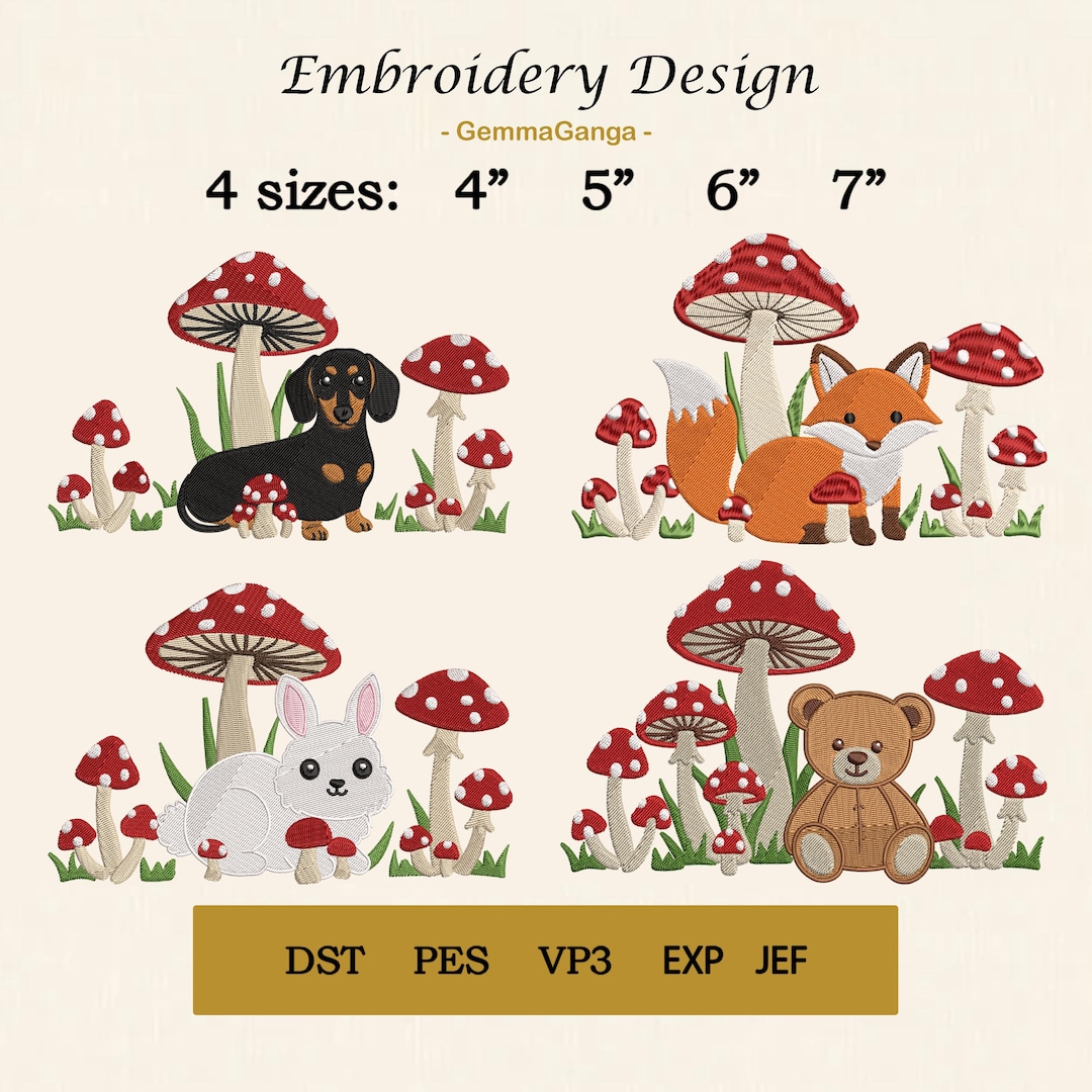 Woodland Animals Embroidery Design Bundle, Cute Fox Bunny Bear ...