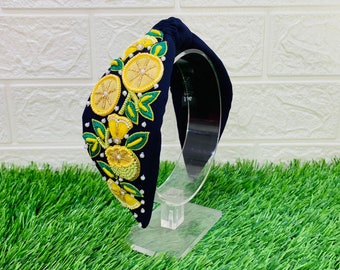 Lemon Orchid Blue Turban Hairband