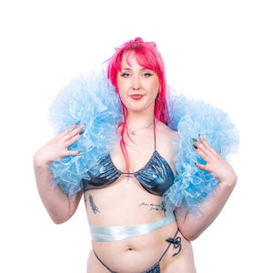 Baby Blue Organza Bolero Boa - (Vegan, Fluffy) - Cabaret - Burlesque - Drag Queen - Boudoir - Fashion