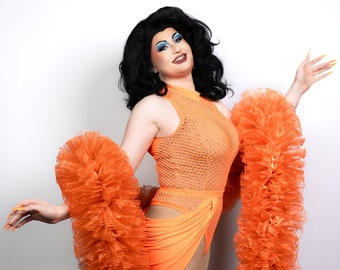 Fashion Organza Boa - Orange (Vegan, Fluffy) - Cabaret - Burlesque - Drag Queen - Boudoir