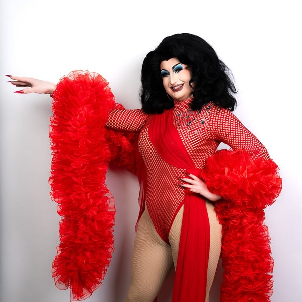 Fashion Organza Boa - Rot (Vegan, Flauschig) - Cabaret - Burlesque - Drag Queen - Boudoir