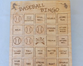 Reusable Baseball Bingo Board: Family Game Night, Customized Birch Wood