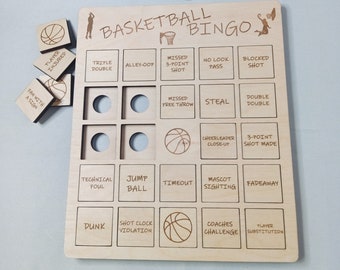 Reusable Wood Basketball Bingo Game: Family Game Night