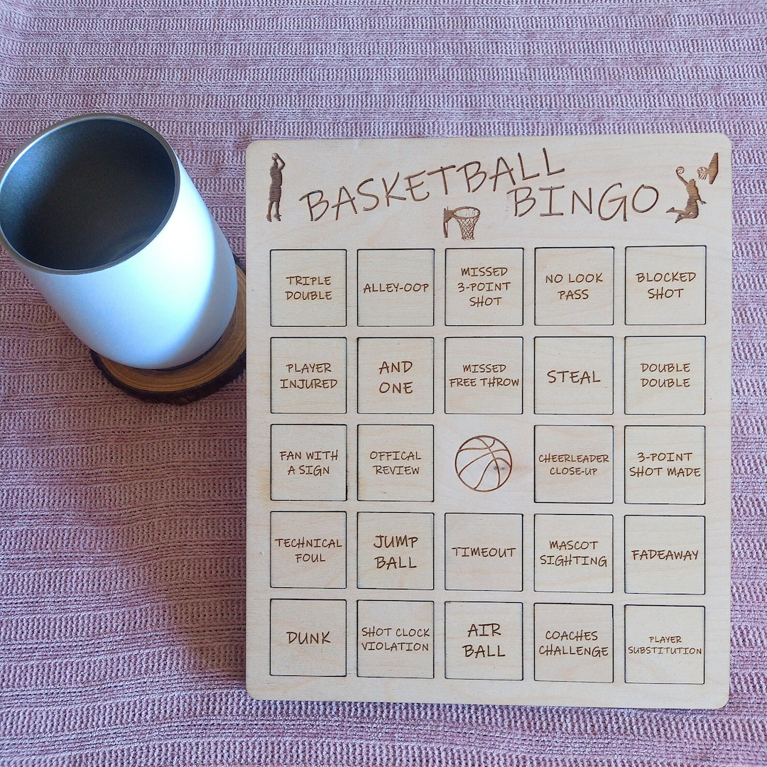 Basketball Bingo. Reusable Wood Basketball Themed Bingo Game, Family