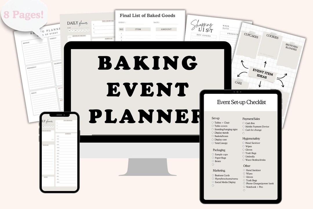 Baking Event Planner Vendor Event Planner Farmer's Market Planner