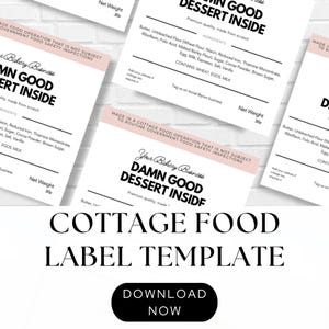 Customizable Cottage Food Label Template | Home Bakery Label Template | DIY Bakery Sticker