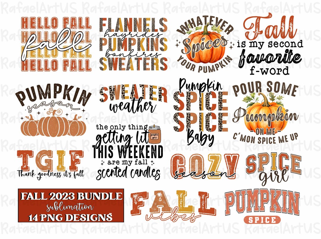Fall Sublimation PNG Bundle, Fall Png, Print File, Fall Sublimation