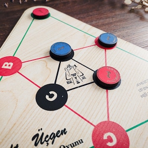 GİRİFT-ÜÇGEN、トルコのボードゲーム、2人用ボードゲーム、新しい戦略ゲーム、ユニークなゲーム、bilge-akil mind and strategy gamesによって設計