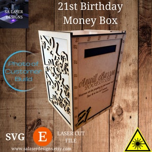 21er Themed Spardose inkl. 21 Geburtstag Schlüssel 3 mm SVG Laser MDF