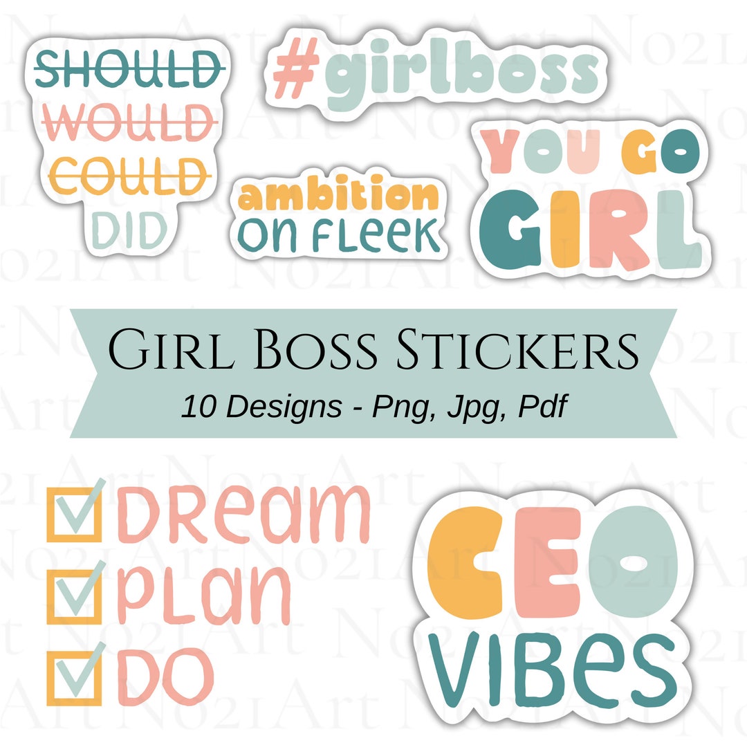 Girl Boss Sticker Bundle, Girl Boss Printable Stickers, Planner ...