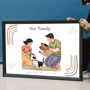 Personalized Family and Pet Portrait | Custom Faceless Watercolor Painting From Photo | Anniversary, Valentine, Engagement, Loved One Gift