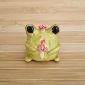 Ceramic Frog Figurine: Wedding Cake Topper, Unique Home Decor