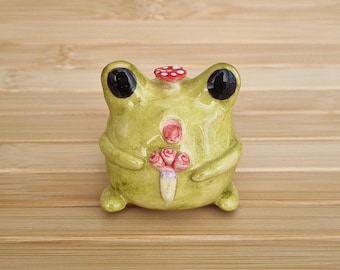 Ceramic Frog Figurine: Wedding Cake Topper, Unique Home Decor