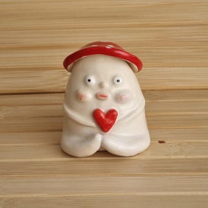 Lovely Mushroom Ceramic Figurine, Ceramic Weird Mushroom, Fungi Figurine, , Pottery Sculpture Art, Weird Human Face, Cute and Unique Decor