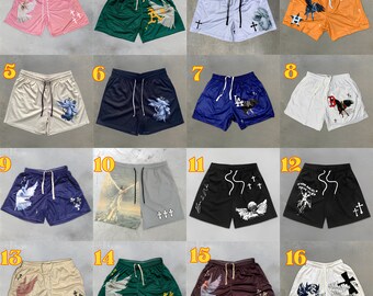 Men's Y2K Streetwear Mesh Gym Shorts - Summer Fitness & Basketball, Angel Cross 3D Print, Quick Dry, Christian Faith  Design, Bible Verse