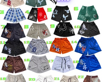 Christian Workout Gym Shorts für Herren, Kreuzdruck, schnell trocknend, atmungsaktive Mesh-Shorts mit Taschen, sportliche Fitness, Laufen, Basketball. Y2K