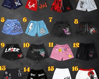 Herren Y2K Streetwear Mesh Gym Shorts - Sommer Fitness & Basketball, Nirvana, NY, LA, 3D-Druck, Schnelltrocknend, Engelsdesign. Bibelvers