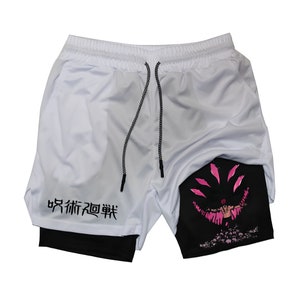 JJK Gym Shorts - Anime Gym Merch ,JJk Anime Season 2 Merch , Gym shorts , anime,  2 in 1 mesh shorts