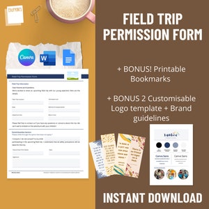 Blue Field Trip Permission Form, Daycare printable available as Canva, Microsoft Word and Google Docs template
