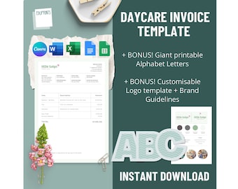 Daycare Invoice Template: Editable in Canva, Word, Excel (Digital Download)