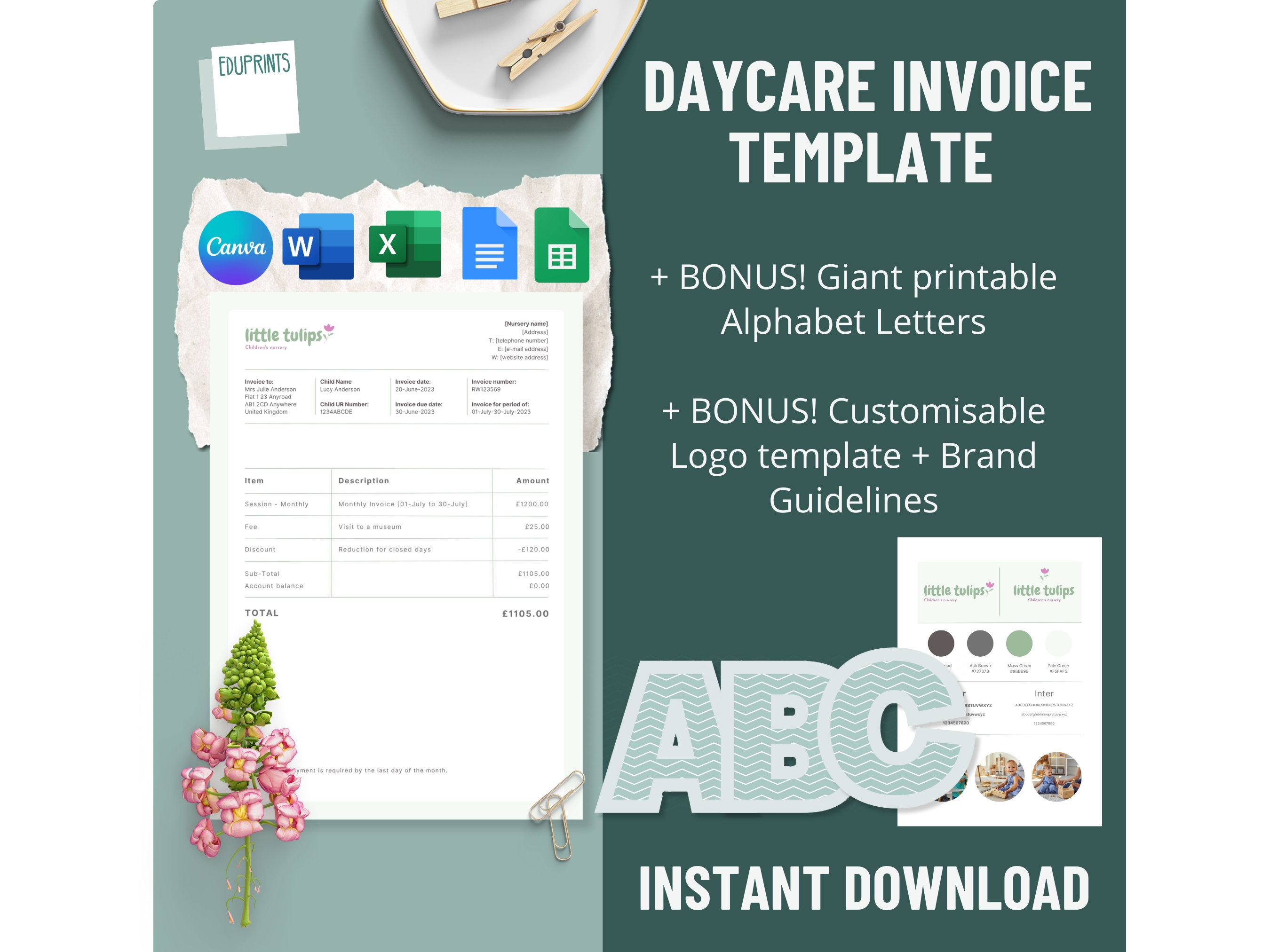 Editable Babysitting Invoice Template in Google Sheets