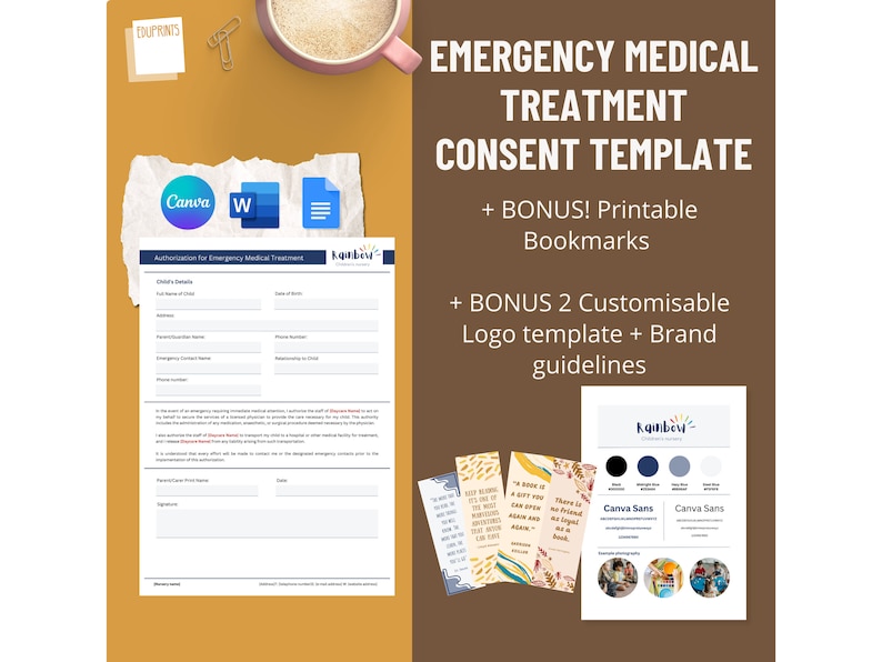 Editable Emergency Medical Treatment Consent Form | Canva Template ...